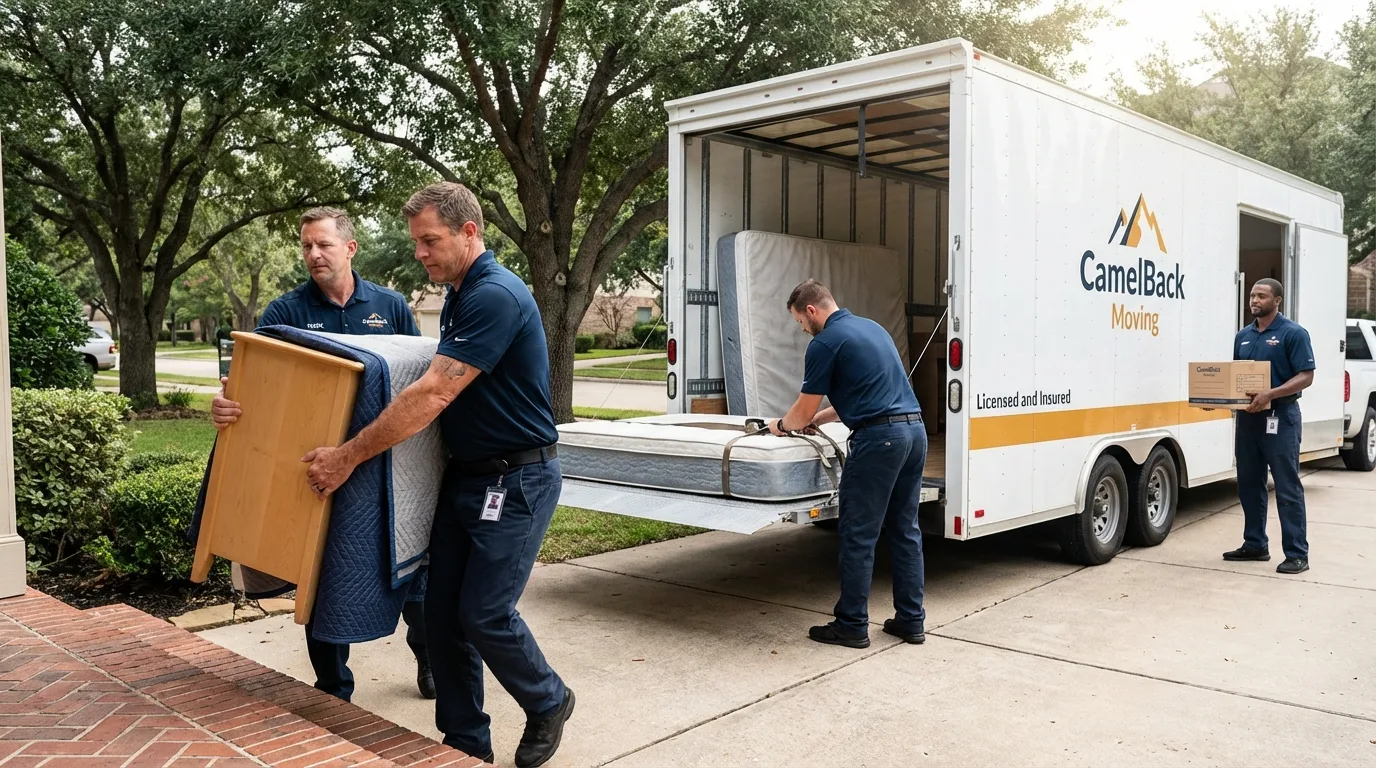 Crew loading residential truck for cross-state move from Westerville, OH