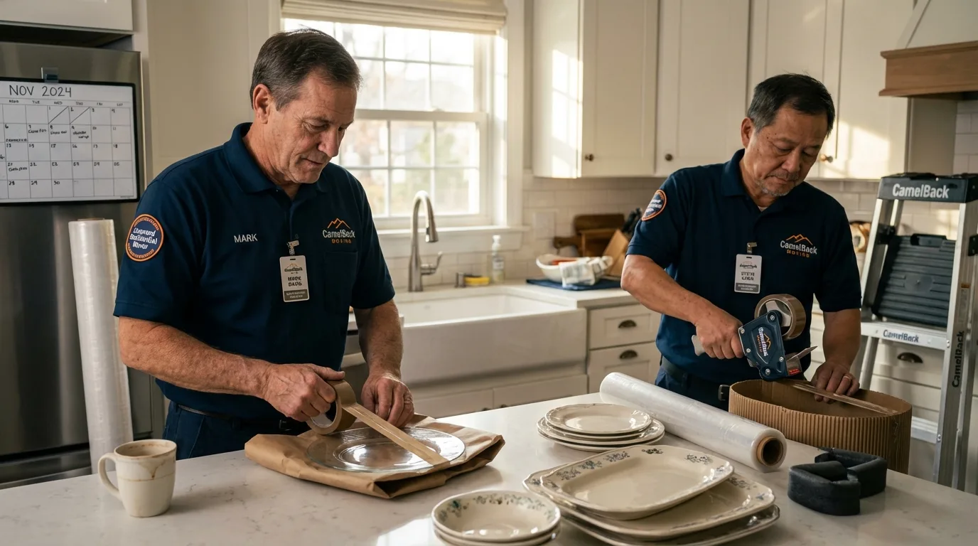 Professional crew packing kitchen dishware in Westerville, OH